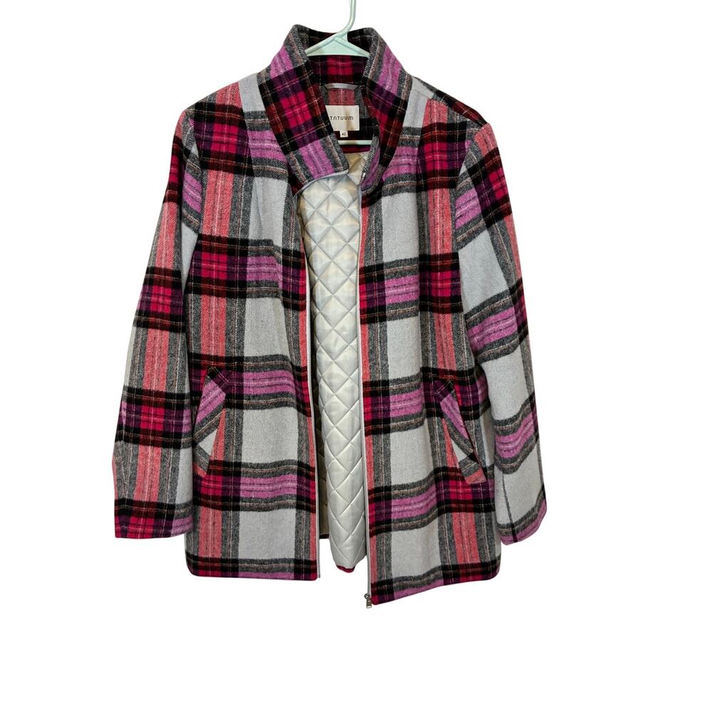 Tatuum Wool Checkered Coat EU 42 Longline Plaid Old Money Classic Winter